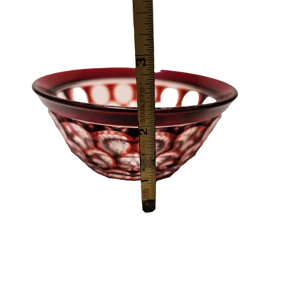 Ruby cut to clear small round crystal bowl